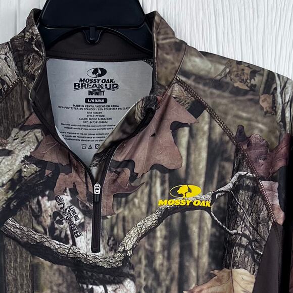 Mossy Oak shirt men’s Large Break up infinity, Camouflage, pull over quarter zip - Picture 2 of 10